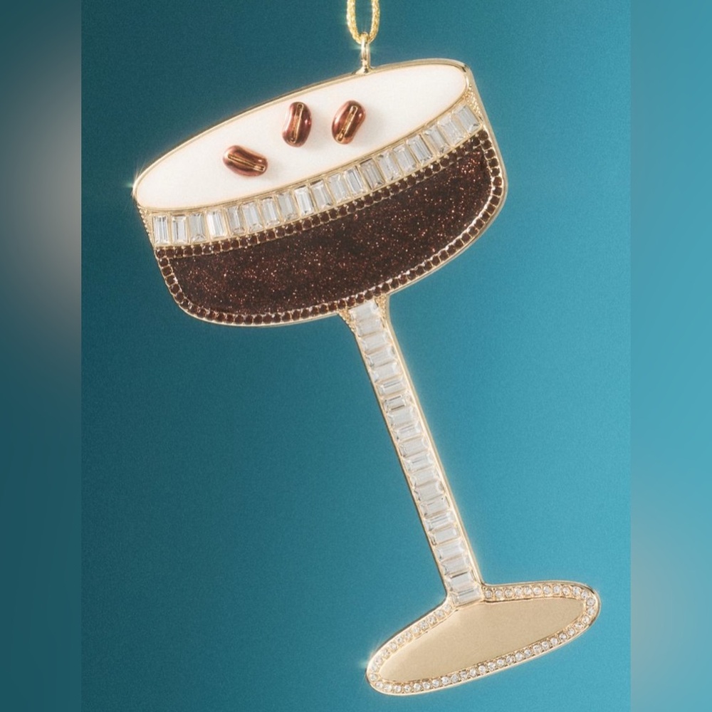 Anthropologie x BaubleBar Jeweled Espresso Martini Cocktail Ornament, New w/ Tag